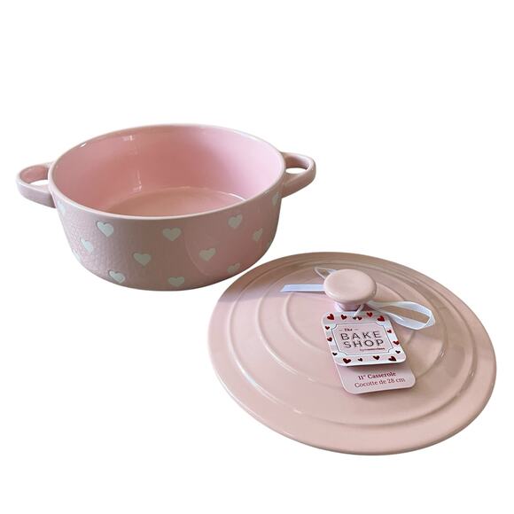 The Bake Shop Hearts Casserole Dish with Lid Valentines Day Pastel Pink New - Picture 13 of 15